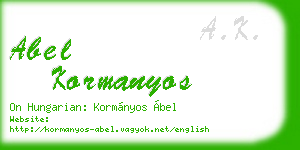 abel kormanyos business card
