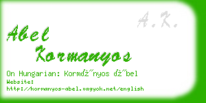 abel kormanyos business card
